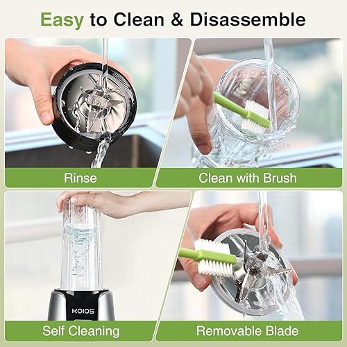 Miniatura 7 de KOIOS Licuadora de batidos, licuadora personal de máximo 1000 W para batidos y batidos, 12 piezas de molinillo de café y licuadoras de encimera para