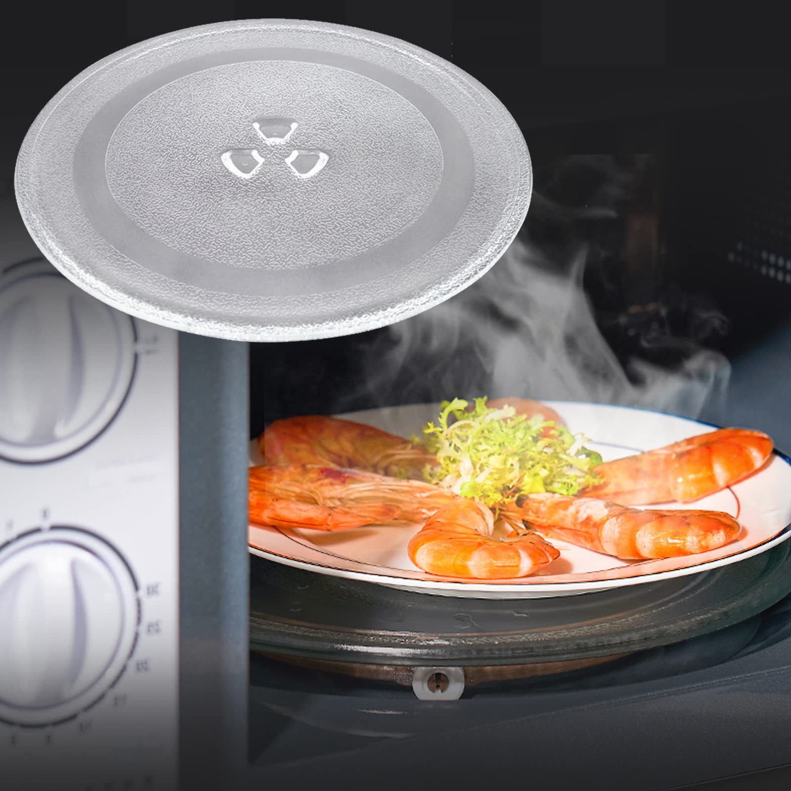 LIGUOYI Bandeja De Cocción De Vidrio ​para Microondas, Placa De Cristal para Placa Giratoria De Microondas, Universalrepuesto para Placa De Microondas con Acopladores, para Microondas