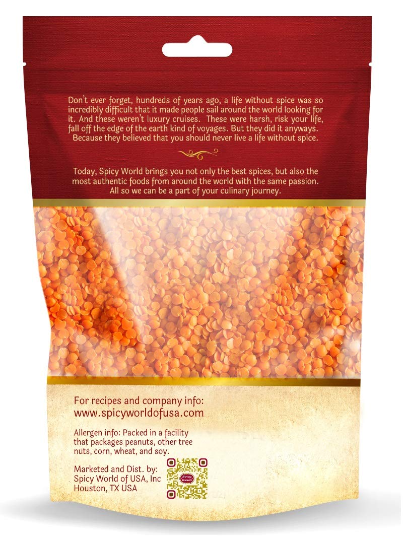 Masoor Dal 2 Pound Bag (32 oz) - Red Lentils Split - All Natural By Spicy World