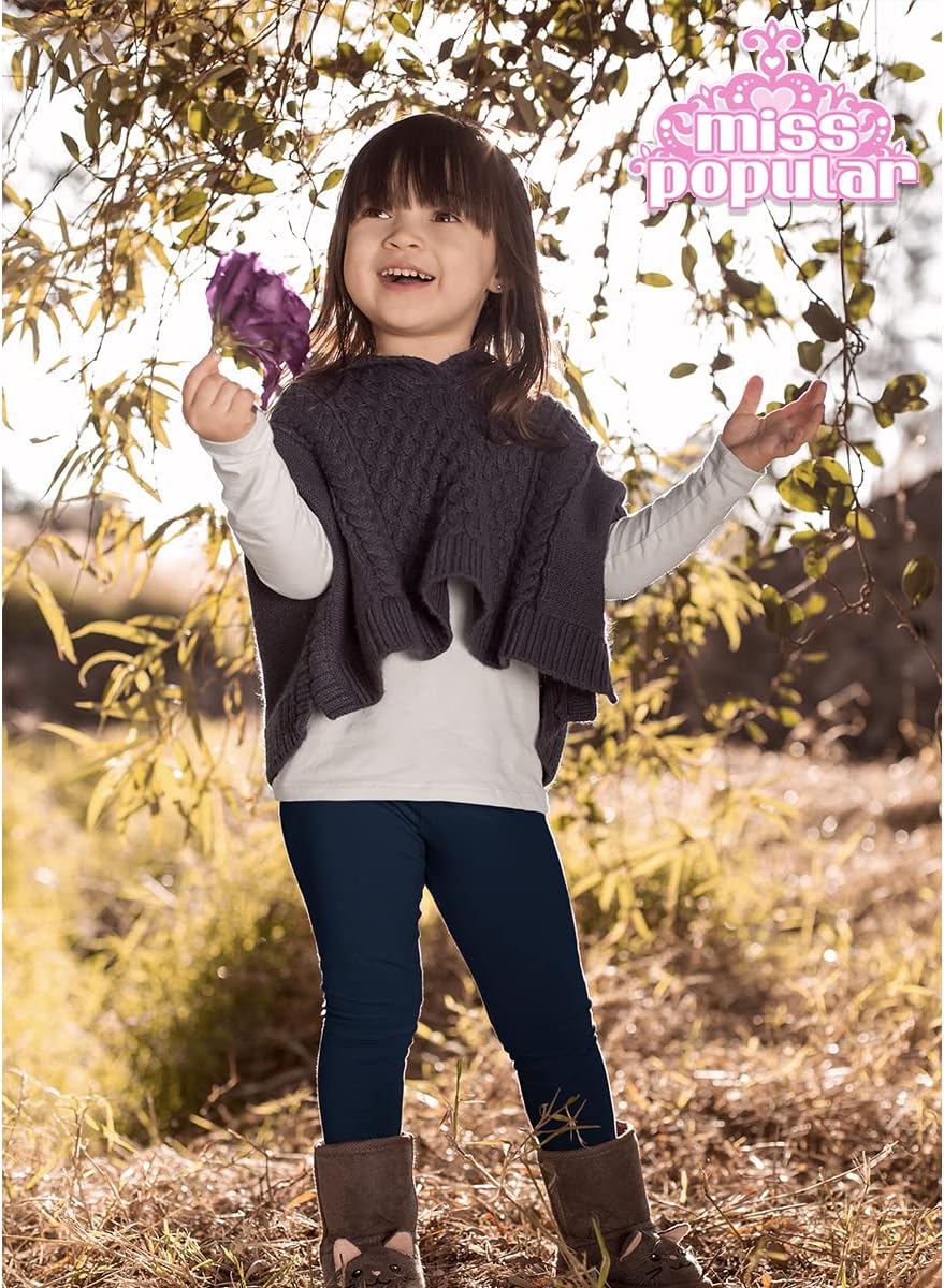MISS POPULAR 3-Pack Girls Leggings Size 4-16 Soft Comfortable Cotton Spandex with Elastic Waistband Many Colors