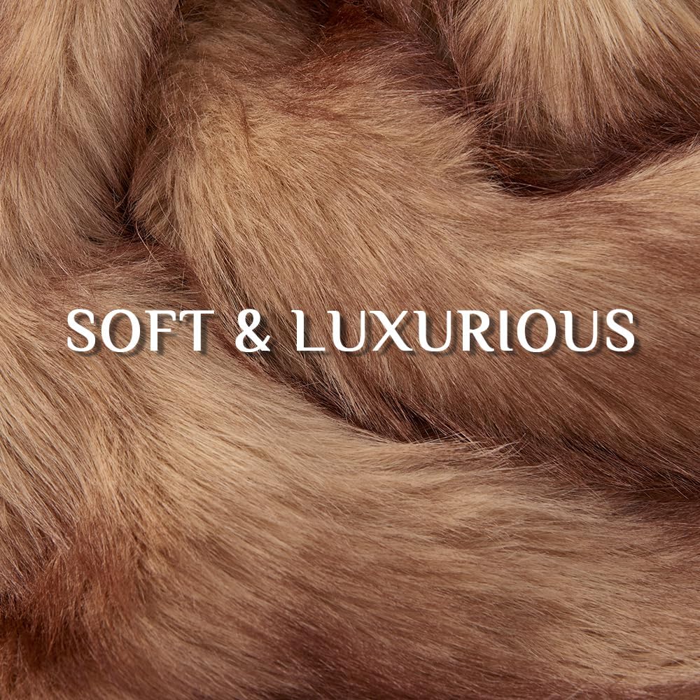 Fluffy Faux Fur Throw Blanket – Super Soft Warm Thick Plush Blanket for Bed, Couch & Office, Cozy Fuzzy Throw with Flannel Backing,90"x90", Brown - Image 8