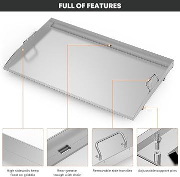 Stanbroil 36 Inch Flat Top Griddle, Stainless Steel Griddle Replacement Top for Blackstone 36 4 Burner Gas Grill Cooking Station, Griddle Top Replacement with Rear Grease System