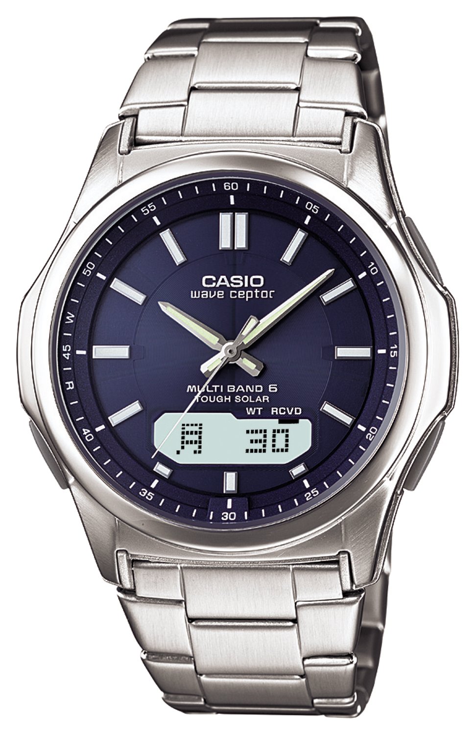 CASIO WVA-M630D-2AJF メンズ 腕時計 シルバー　ネイビー カシオ ウェーブセプター 腕時計 WVA-M630D-2AJF メンズ