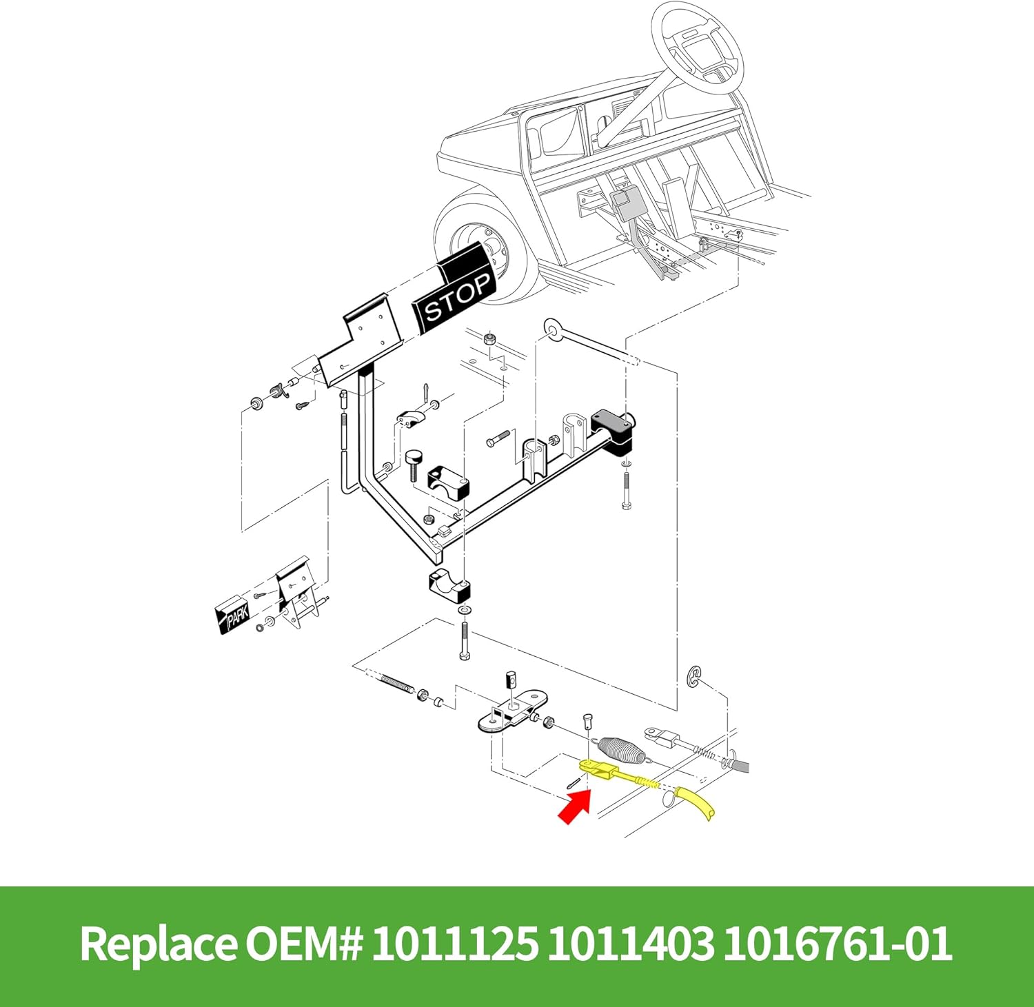 Brake Cables Set Compatible with Club Car DS 1981-1999 Gas & Electric Golf Cart, Replace OEM 1011125 1011403 1016761-01 101676101