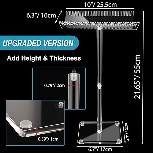 Miniatura 2 de Noverlife Soporte de exhibición de extensión de cabello acrílico grueso y elevado de 22 pulgadas, soporte de exhibición transparente para pelucas,