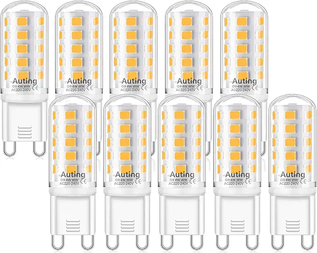 G9 LED Light Bulb Warm White Dimmable 4W 2700K, Pack of 10