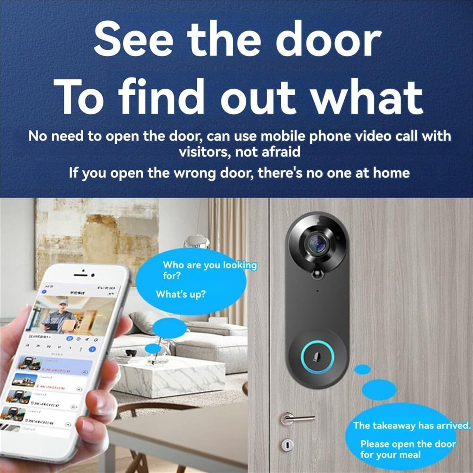 Mothdust Sonnette Video sans Fil WiFi Camara 2MP Securite Protection Dom