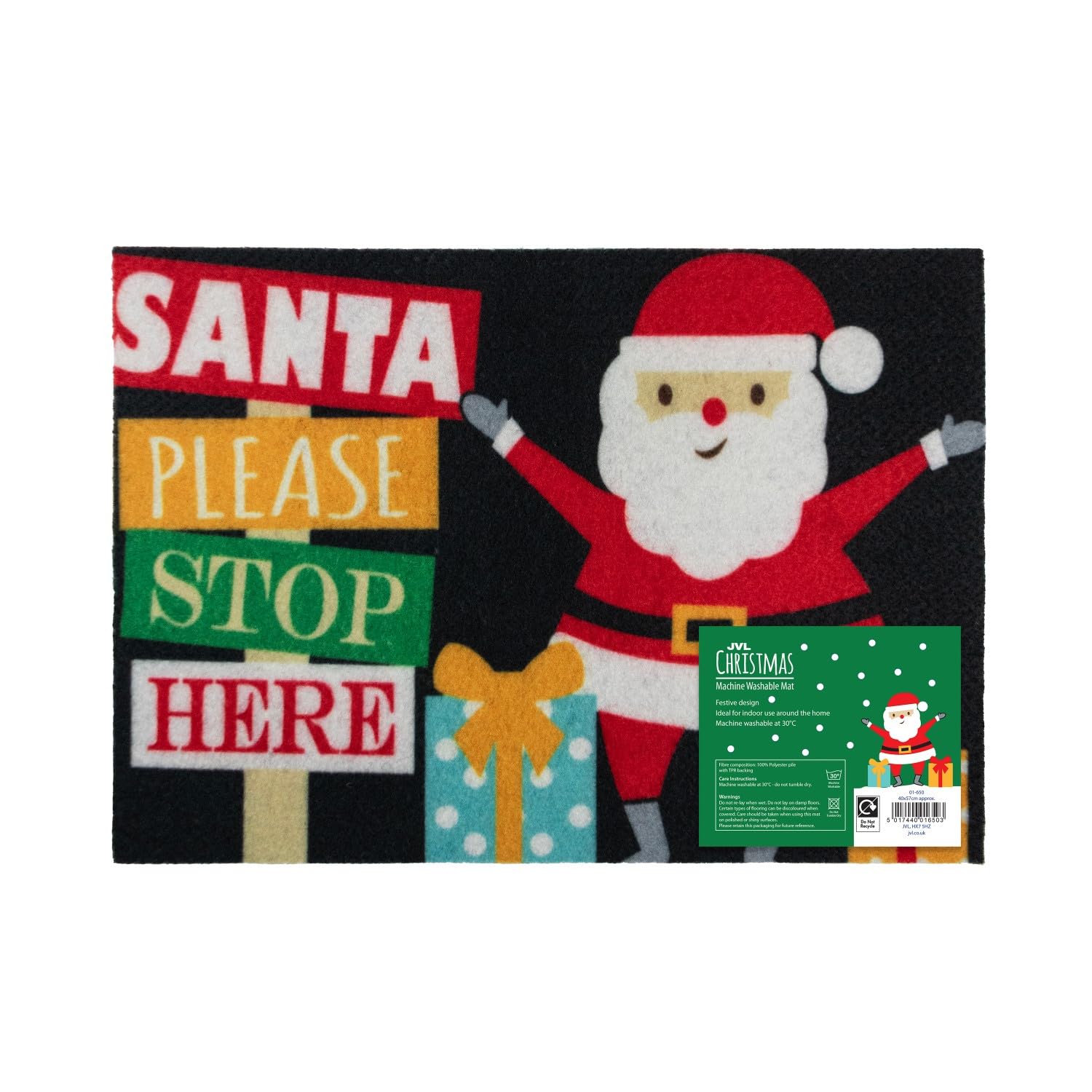 JVL Homewares - Christmas Doormat - Santa Design - 40 x 57cm