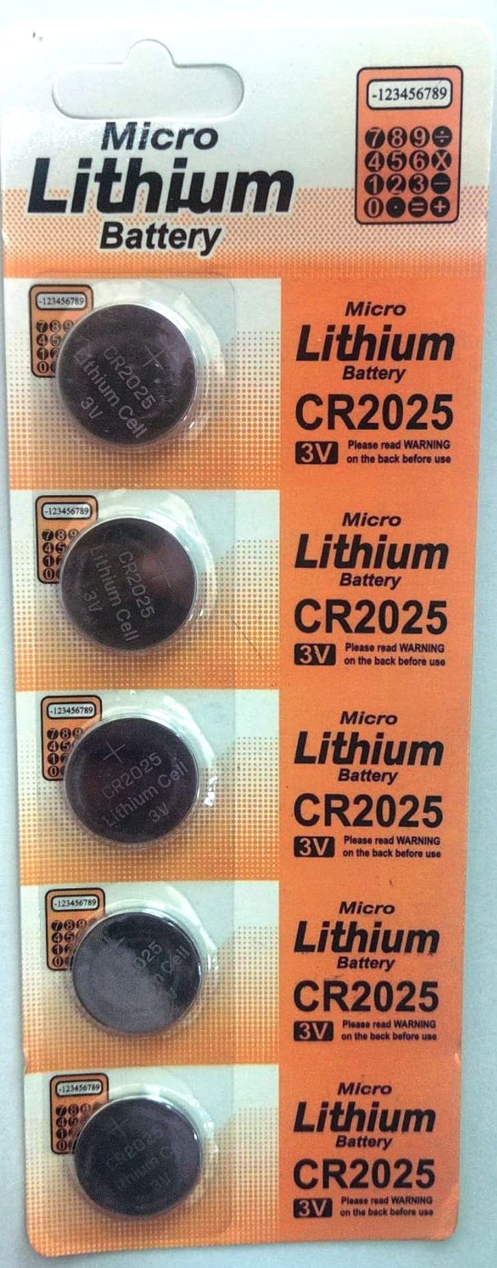HYW CR2025 Lithium Coin Cell, 5-Pack