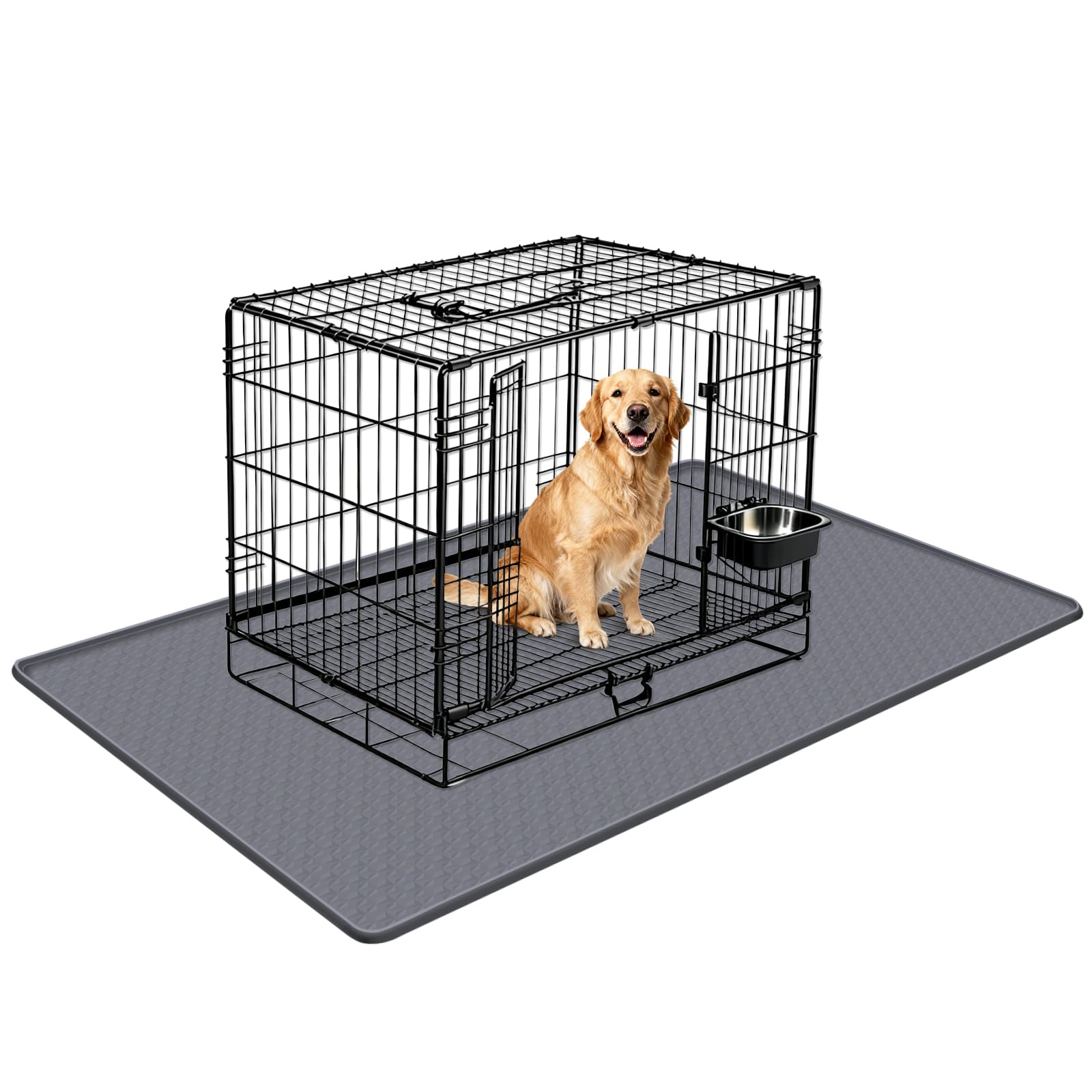 Bartuke Silicone Dog Bed Mat, 51"x 25.6" Crate Mat for Dog Cages, Kennel Mat with Raised Edge, Washable, Waterproof, Leakproof, Protect Floors (Dark Grey) โ image 1
