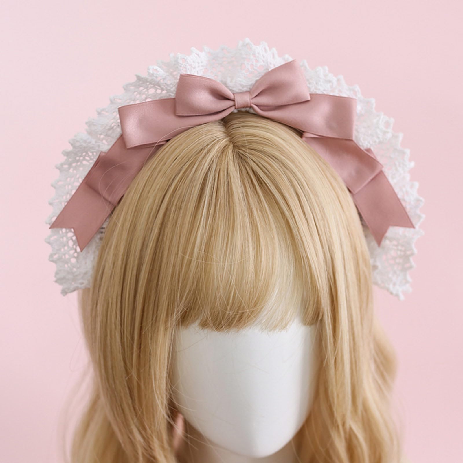 Fasce per capelli da donna Accessori per capelli eleganti Fasce per capelli Fiocchi in pizzo Fascia per capelli per cameriera Cosplay Copricapo adatto per varie acconciature e abbigliamento Fascia per