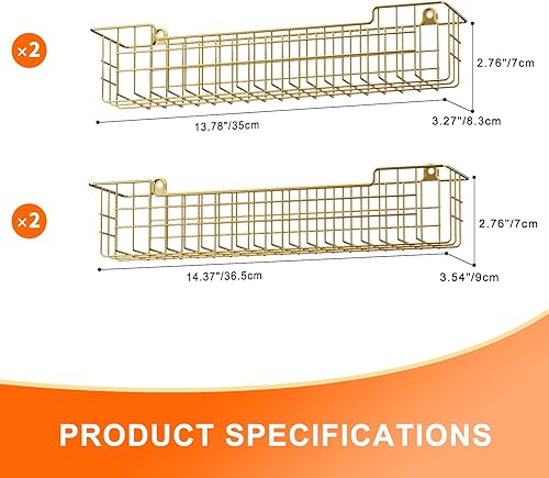 Miniatura 3 de Estante para especias, paquete de 4 organizadores de condimentos, soporte de pared para organización de almacenamiento de cocina, estante de
