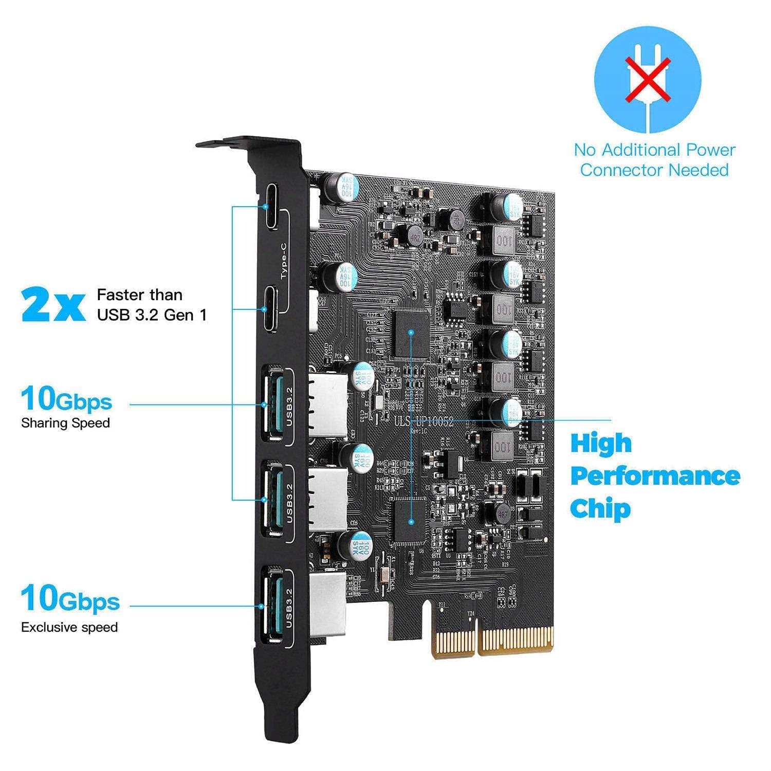 Tarjeta de Expansión PCIe a USB 3.2/3.1 Gen 2 con Ancho de Banda de 20 Gbps USB C 3.2 PCI Express Card para PC de Escritorio Windows Linux Mac OS