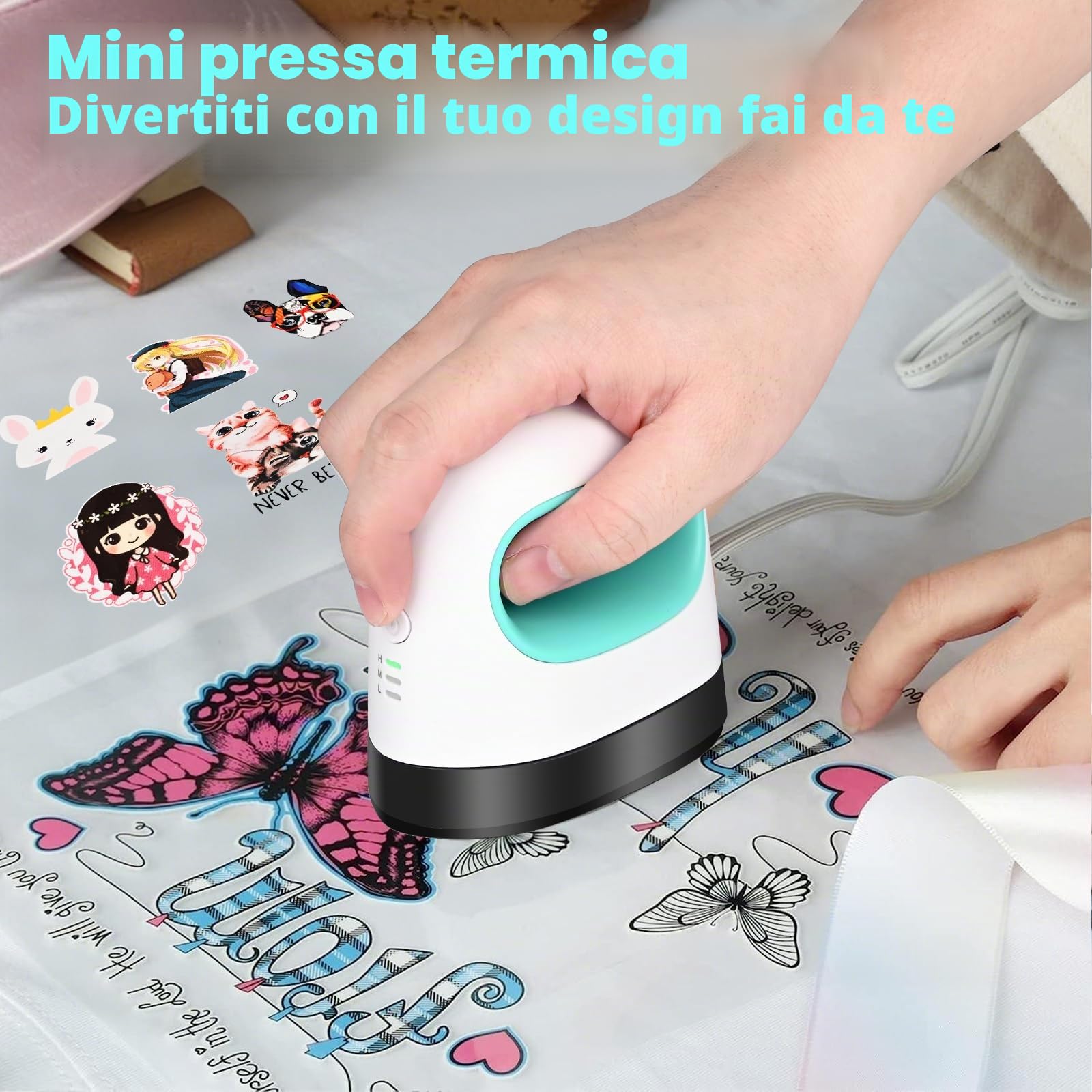 Mini Pressa a Caldo, Portatile Stampante per Tessuti, Termopressa per Maglietteper per Artigianato Vestiti Cappelli