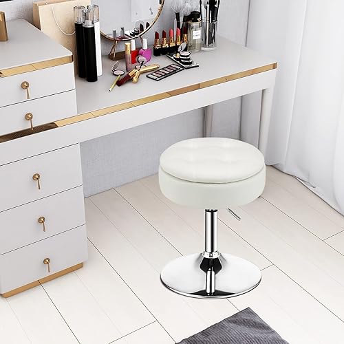 Miniatura 2 de COSTWAY Taburete de bar de altura de mostrador piel sintética copetuda de 20 a 26 pulgadas de alto silla giratoria ajustable con bandeja extraíble