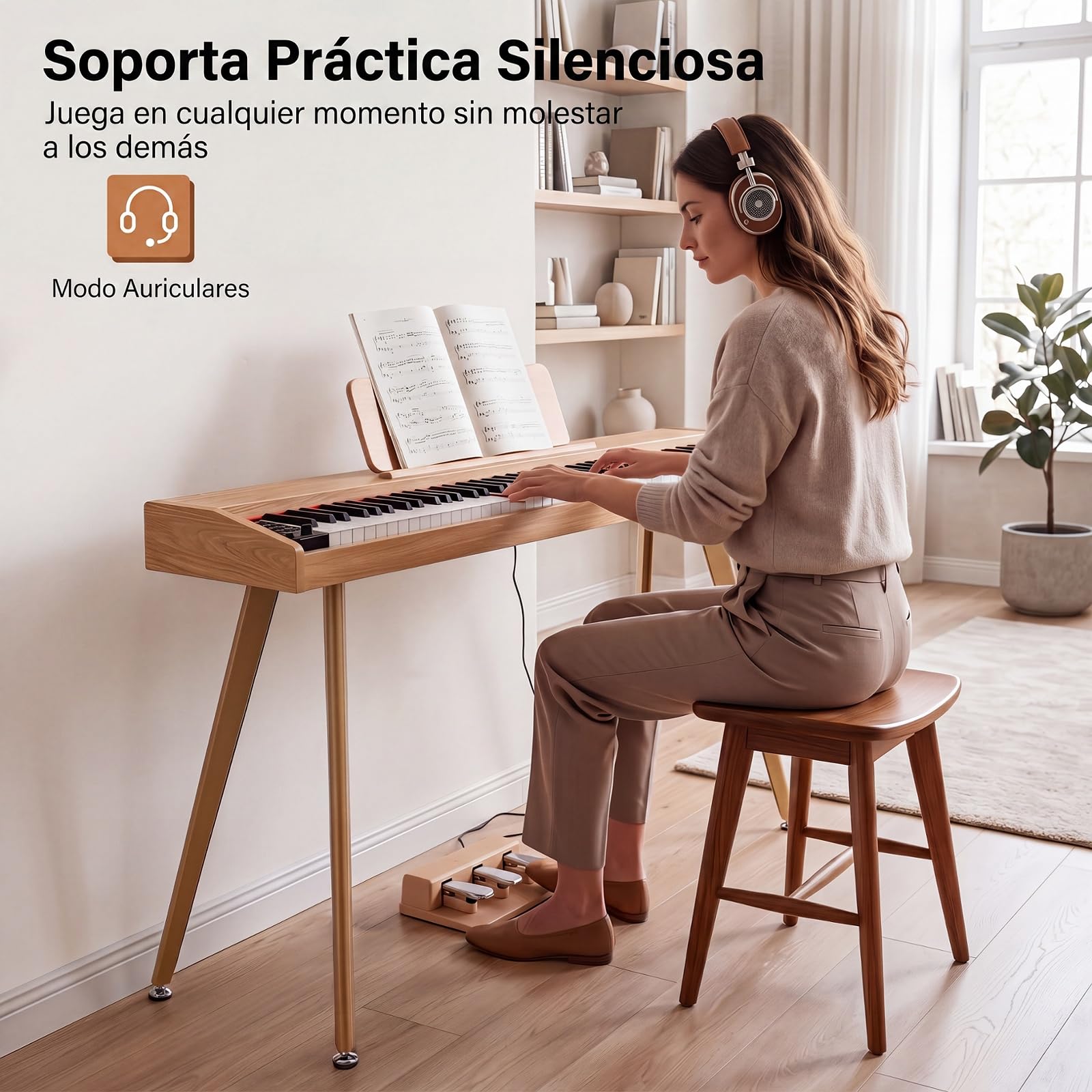 COSTWAY Piano Digital 88 Teclas,Piano Eléctrico Doméstico para Principiante | Teclado Musical Semicontrapesado con Atril, 3 Pedales, 80 Canciones de Demostración, 800 Tonos, 600 Ritmos y MIDI USB