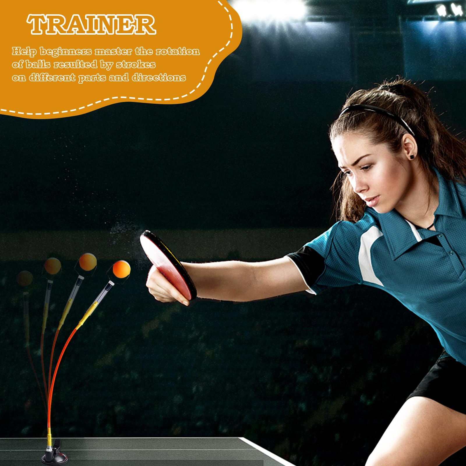 Entrenador de Tenis de Mesa PVC con Ventosa, Sistema de Rebote Ajustable, Robot de Entrenamiento con 2 Pelotas