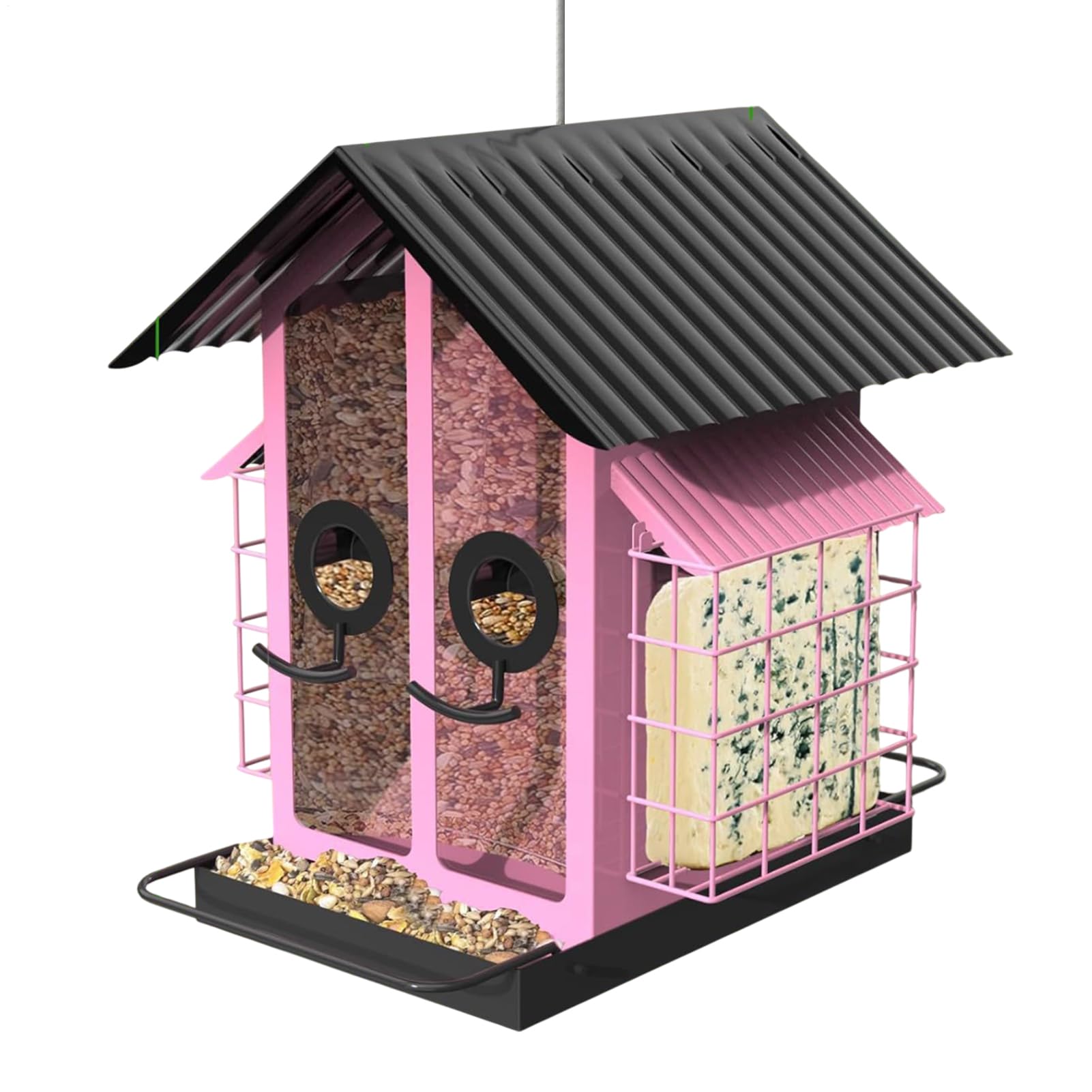 Vogelfutterhaus Für Draußen, Metall-Transparente Vogelfutterhäuser mit | Doppeldach, Vogelbedarf Für Zaun Terrasse Balkon Garten