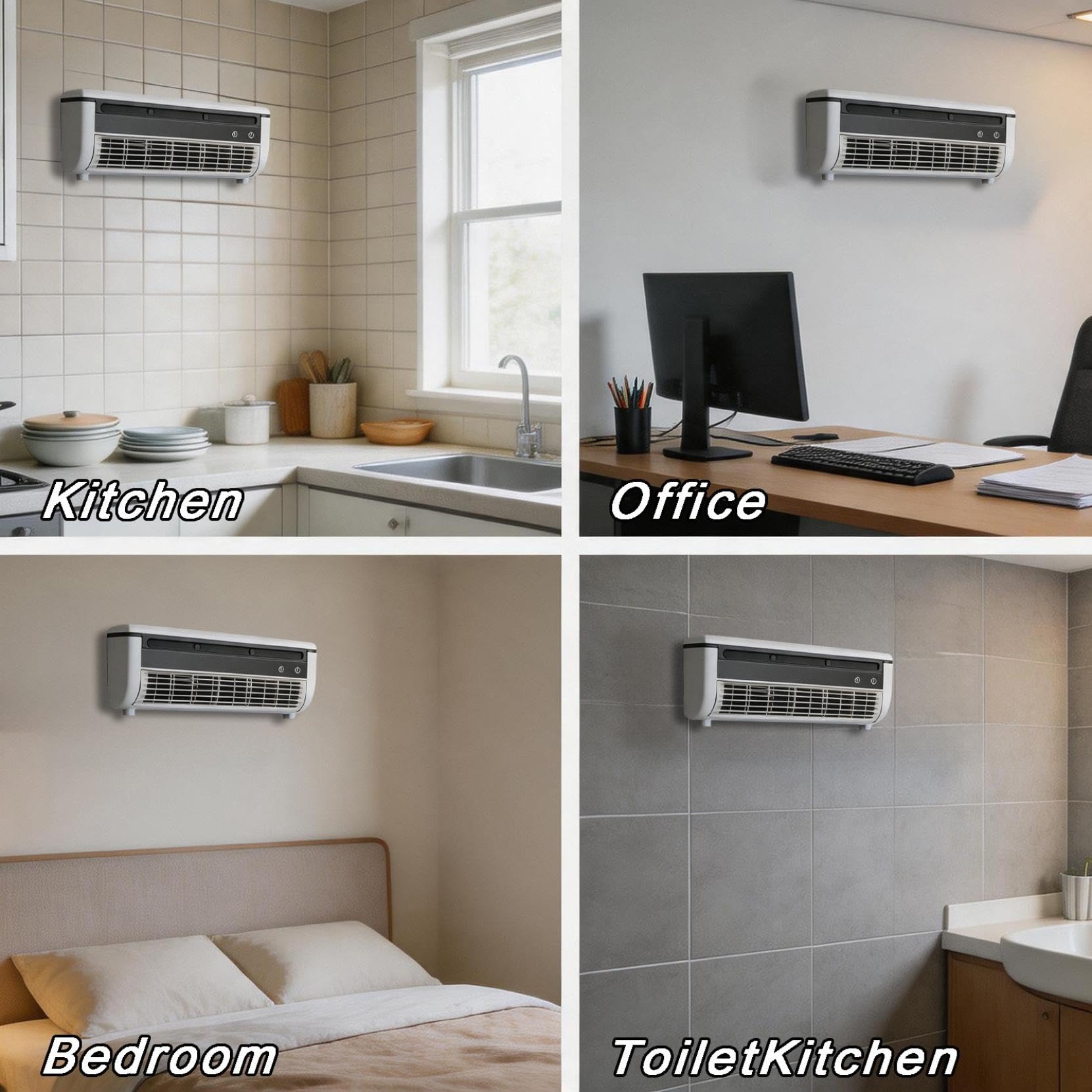 Wandklimaanlage ohne Außengerät, Klimaanlage Tragbar | Sofortkühlung in 30 Sek., Leiser Betrieb 10 dB(A), 3D-Luftzirkulation, Wand- & Tischmontage