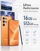 I26 Ultra 5G Teléfonos desbloqueados, lápiz integrado, 16GB+512GB Smartphone octa-core, Android 16, pantalla HD+ de 6.9" 120 Hz, batería de 7000mAh, doble SIM, desbloqueo facial - Naranja 5
