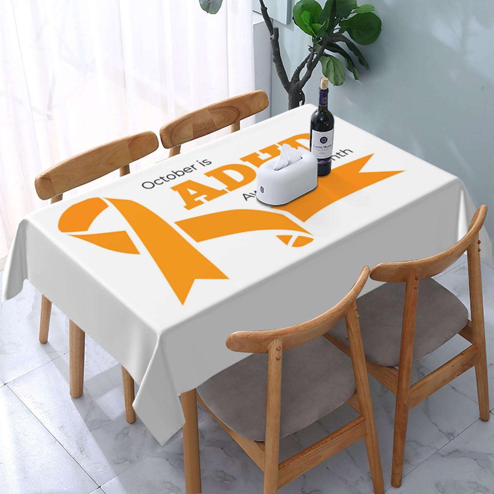 JunHeArt Adhd Awareness Month Tablecloth Rectangle Table Cover Washable Table Cloths Decor For Kitchen 54" X 72"