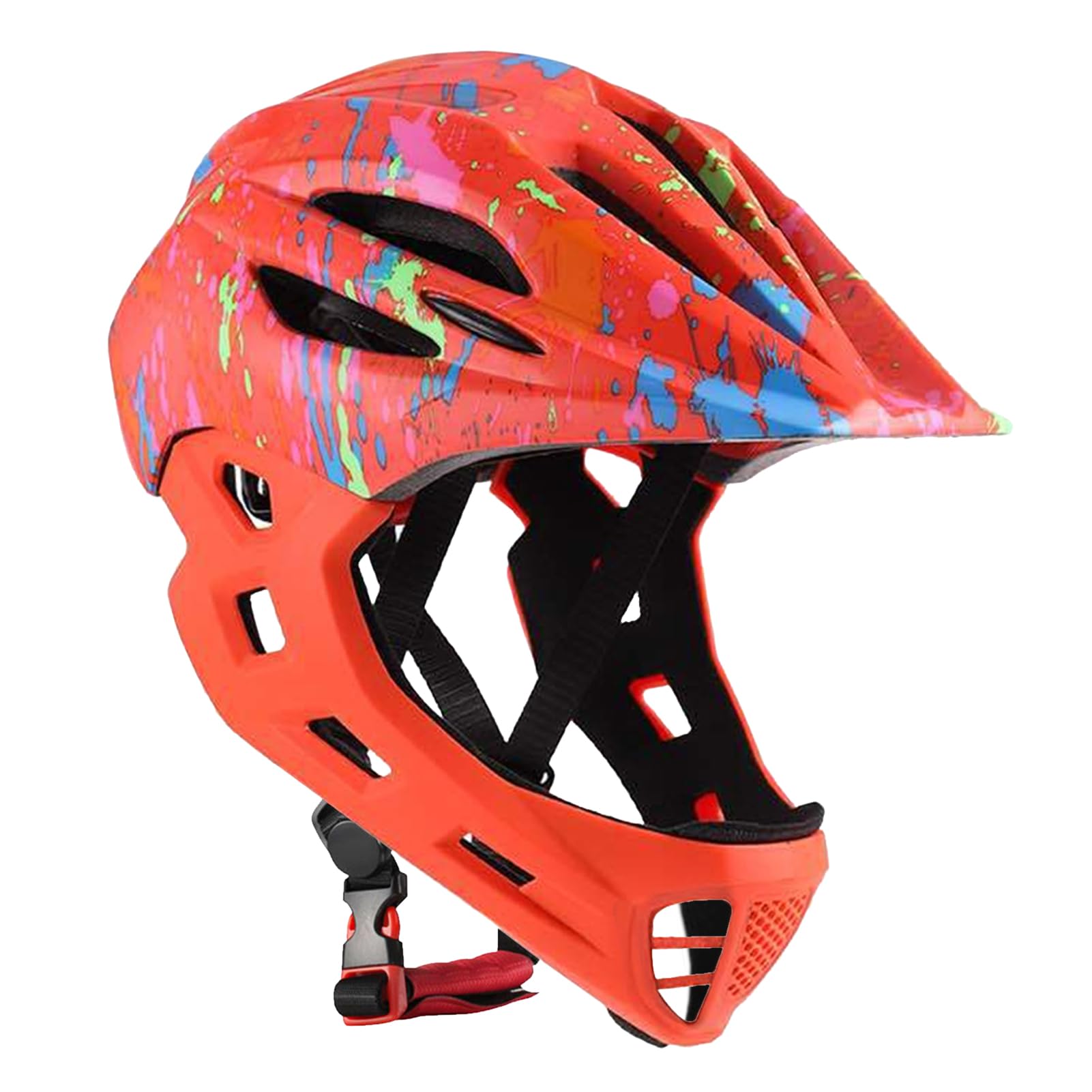 Full Face Adjustable Kids Bike Helmets, Lightweight Toddler Helmets with LED Light, Ventilation, for Sun Protection with Sponge Pad (M)