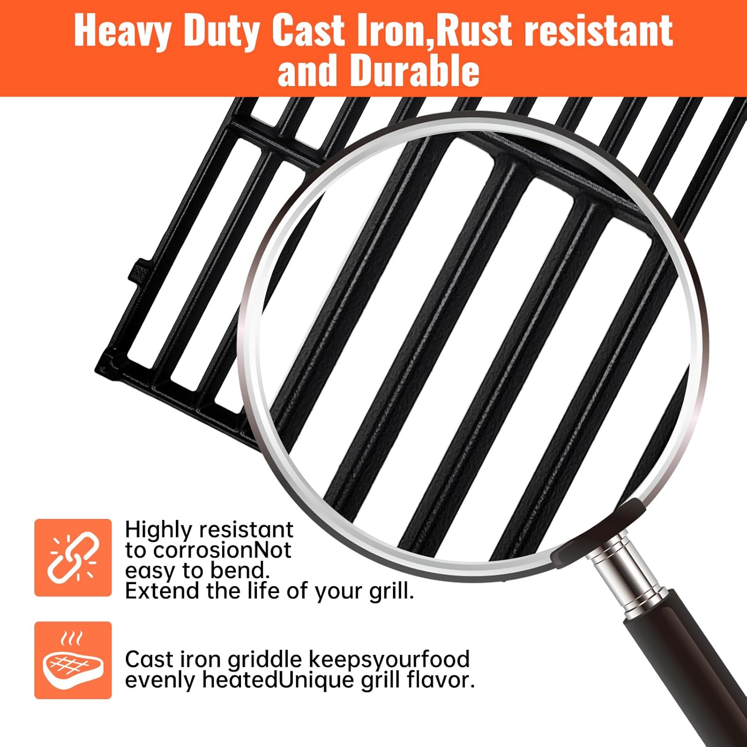 3Pack 7635 Stainless Steel Flavorizer Bars Heat Plates with 2Pack 7637 Cast Iron Cooking Grates Grill Parts for Weber Spirit E-210, Spirit 200, Spirit II E210, Spirit II E-210,S210,S220 Gas Grills