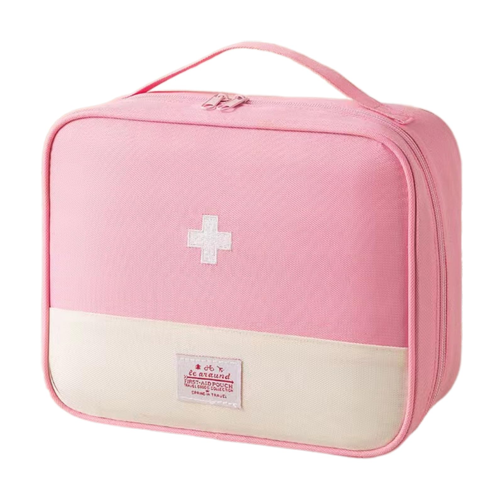 Jipemtra Red First Aid Bag Empty 1st Aid Bag Medical Travel Case First Responder Emergency Storage Compact Medicine Bags for Car Home Office Kitchen Sport Outdoors (Pink)