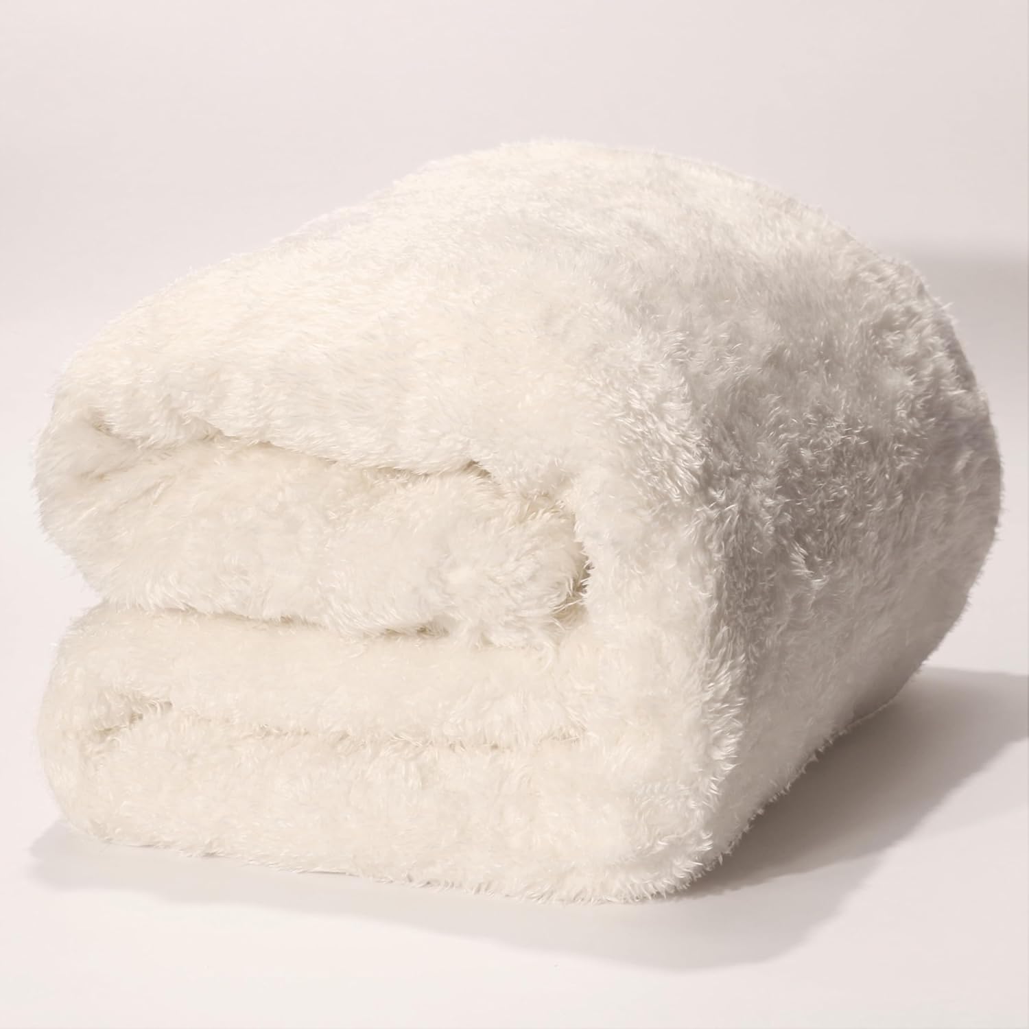 Faux Fur Fabric by The Yard, 72 Inch Wide Soft Brushed Shaggy Fleece Fabric Plush Craft Fur Fabric for Sewing,Apparel,Scarf,Dolls,Blanket,Decoration (White, 5 Yard)