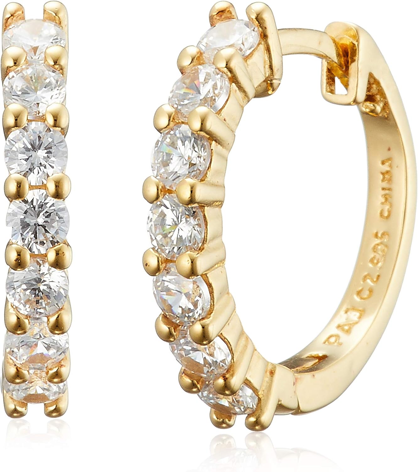  Essentials Rose Gold Plated Sterling Silver Hinged Huggie Hoop Earrings : Clothing, Shoes & Jewelry