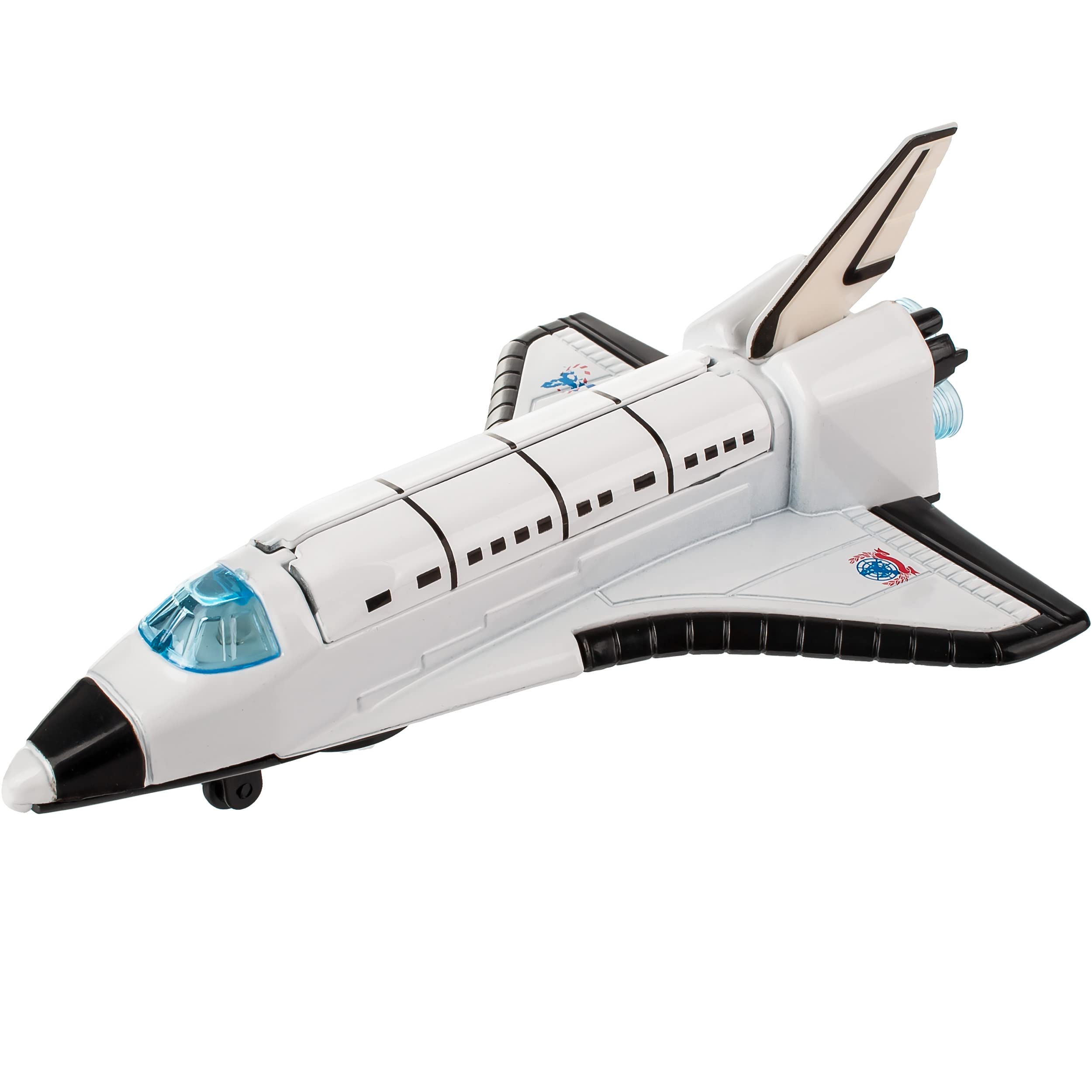 alles-meine.de GmbH Raumschiff & Space Shuttle mit Licht & Sound inkl. Name - Schwungrad Antrieb - bewegliche Räder - aus Metall & Kunststoff - Spielzeugrakete - Fahren - Auf..