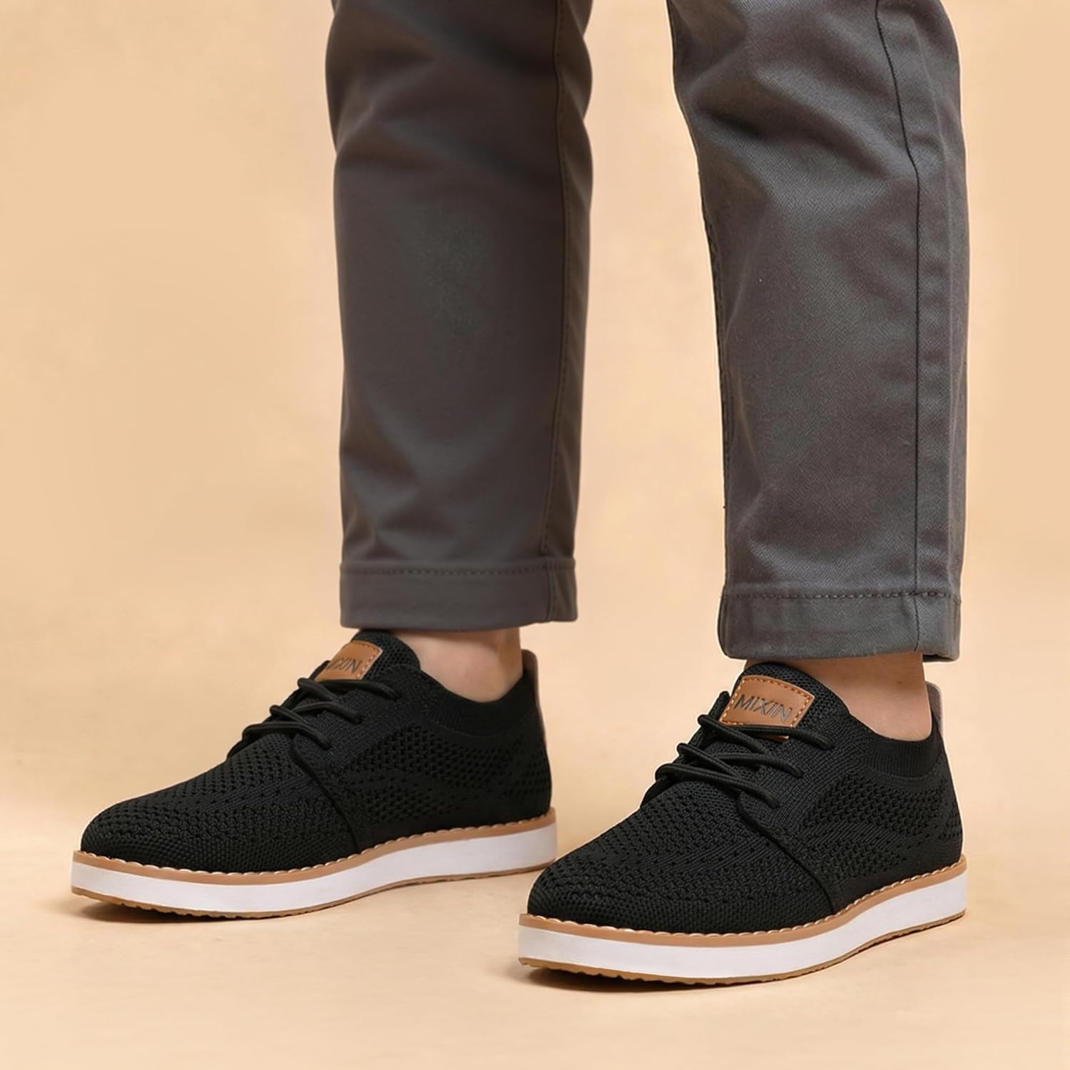 MIXIN Boy's Casual Dress Sneakers Oxfords Mesh Lightweight Breathable Lace-Up Walking Shoes