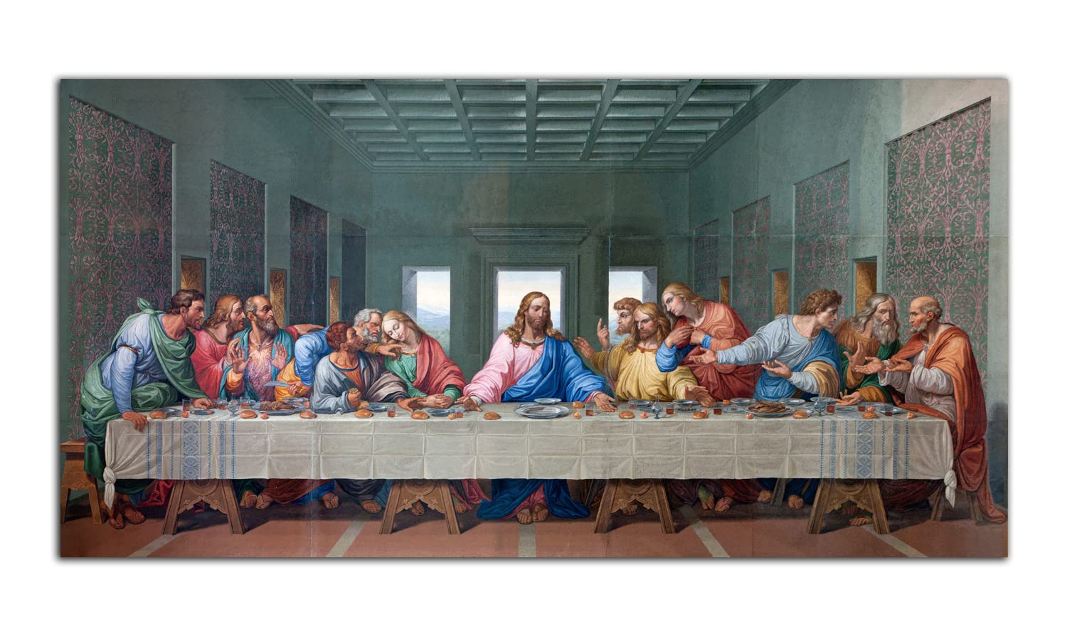 Hopnru Girls No Frame The Last Supper Wall Art Picture Da Vinci Renaissance Religious Poster Print Canvas Painting Modern Dining Room Living Room Office Decoration (16X32inch(40X80cm)-)