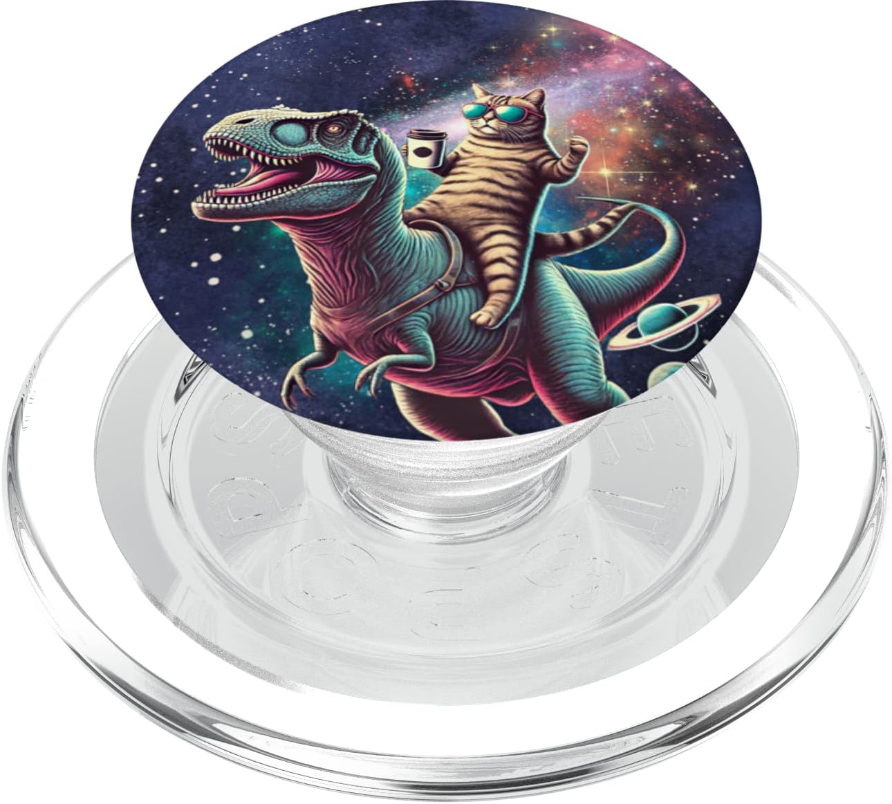 Galaxy Design, Funny Cat, Saturn, Cat, Funny cat Lover PopSockets PopGrip for MagSafe