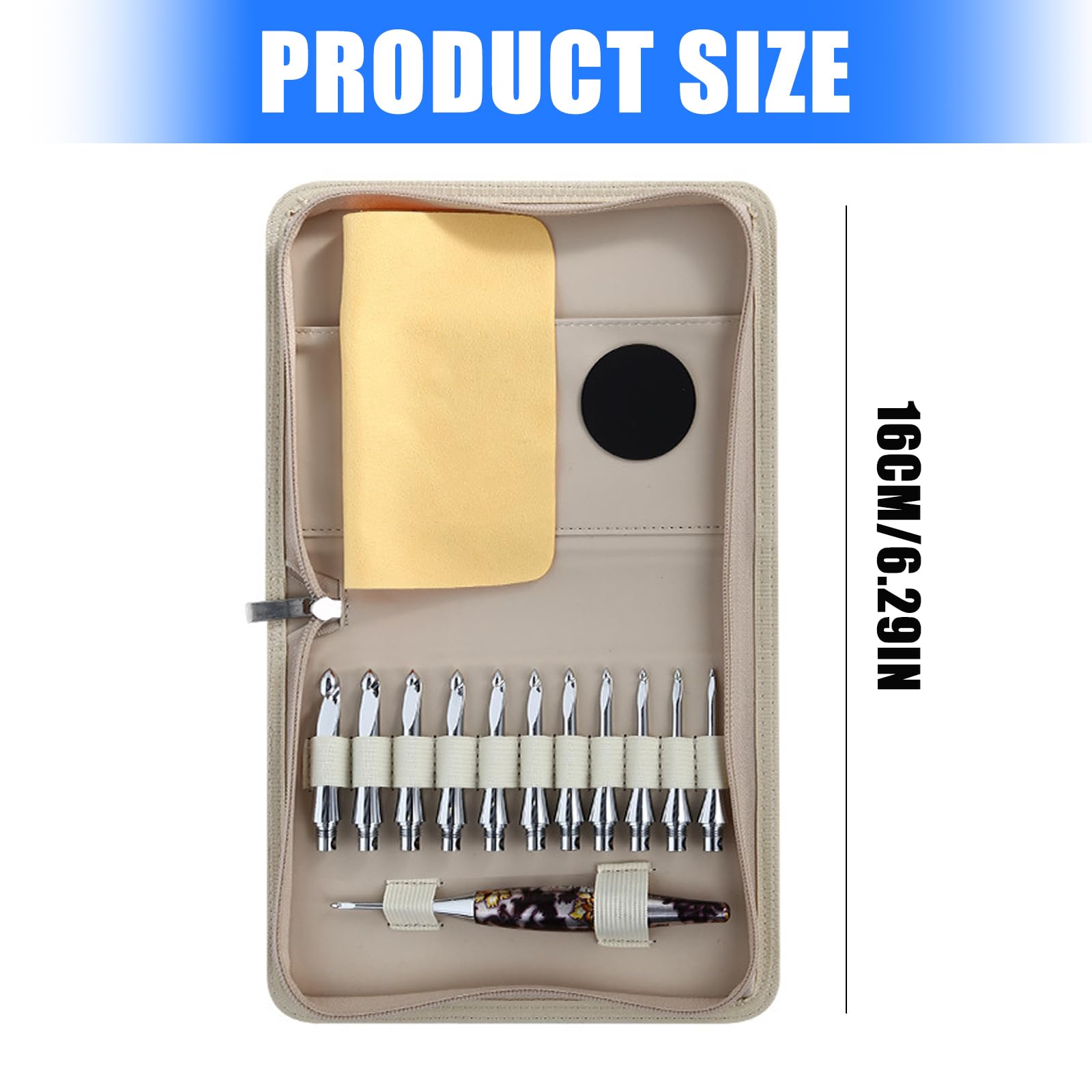 Aguja de ganchillo tunecina con 11 piezas de punta intercambiable, agarre ergonómico, herramienta de tejer de 3,5 mm a 10 mm, juego de agujas de ganchillo tunecinas intercambiables