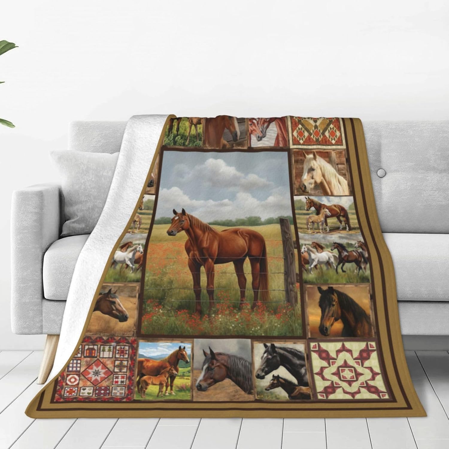Horse Blanket Horse Throw Blanket Soft Fleece Flannel Bedding Horses Gifts for Men Boys Women Girls Lovers Adults Stuff Plush for Couch Sofa Bed Room Decor 60"X80"