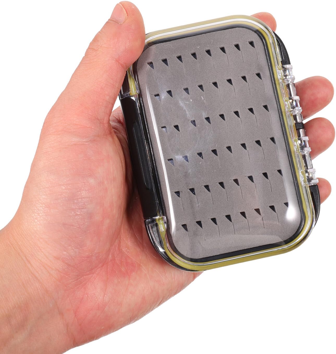 Waterproof Fly Fishing Lure Organizer Box with Triangular Foam Insert Portable Fishing Hook Case for Trout and Streamer Tackle Storage