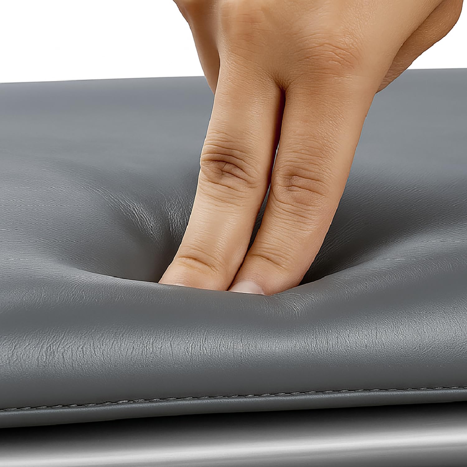 TIENDA EURASIA – Sillas Plegables | Pack de 6 | Material Estructura de Metal y Cuero Sintético | Asiento Acolchado | Respaldo Extendido | 44x48x80 cm | Color Gris