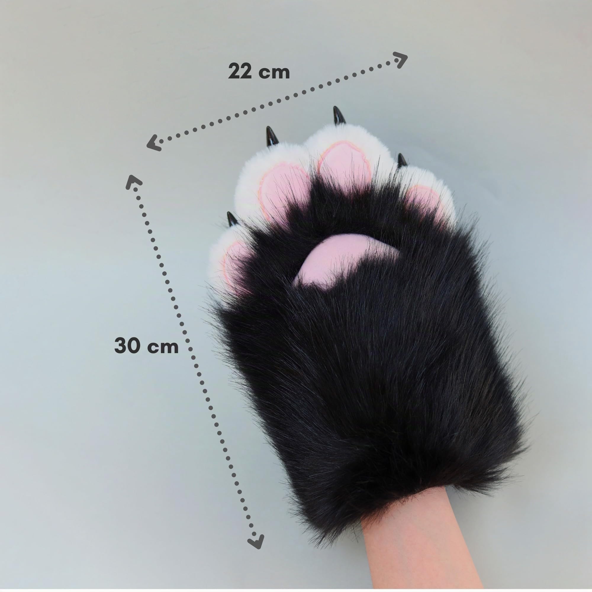 Therian Pfoten Pelzig Pfoten Kunstpelz Katzenpfoten Handschuhe, Therian Handschuhe mit Krallen, Fursuit Pelziges Kostüm Cosplay Katzen Wolf Fuchs Kostüm