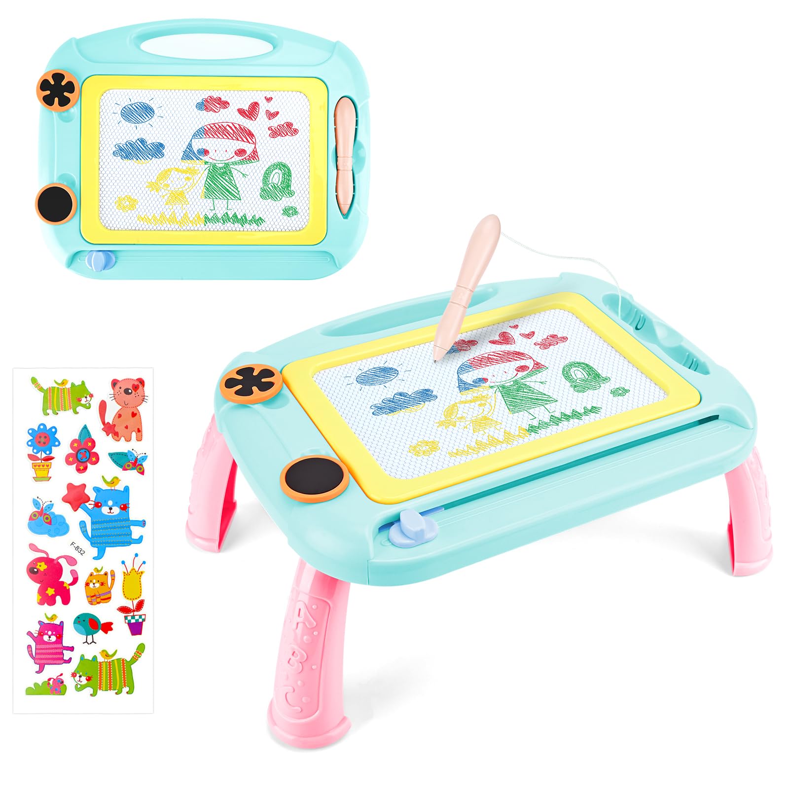 Donaky Magnetic Drawing Board, 28×22cm Scribble Doodle Board for Toddlers Erasable Writing Board Pad Educational Toy for Kids Girls Boys, Light Green