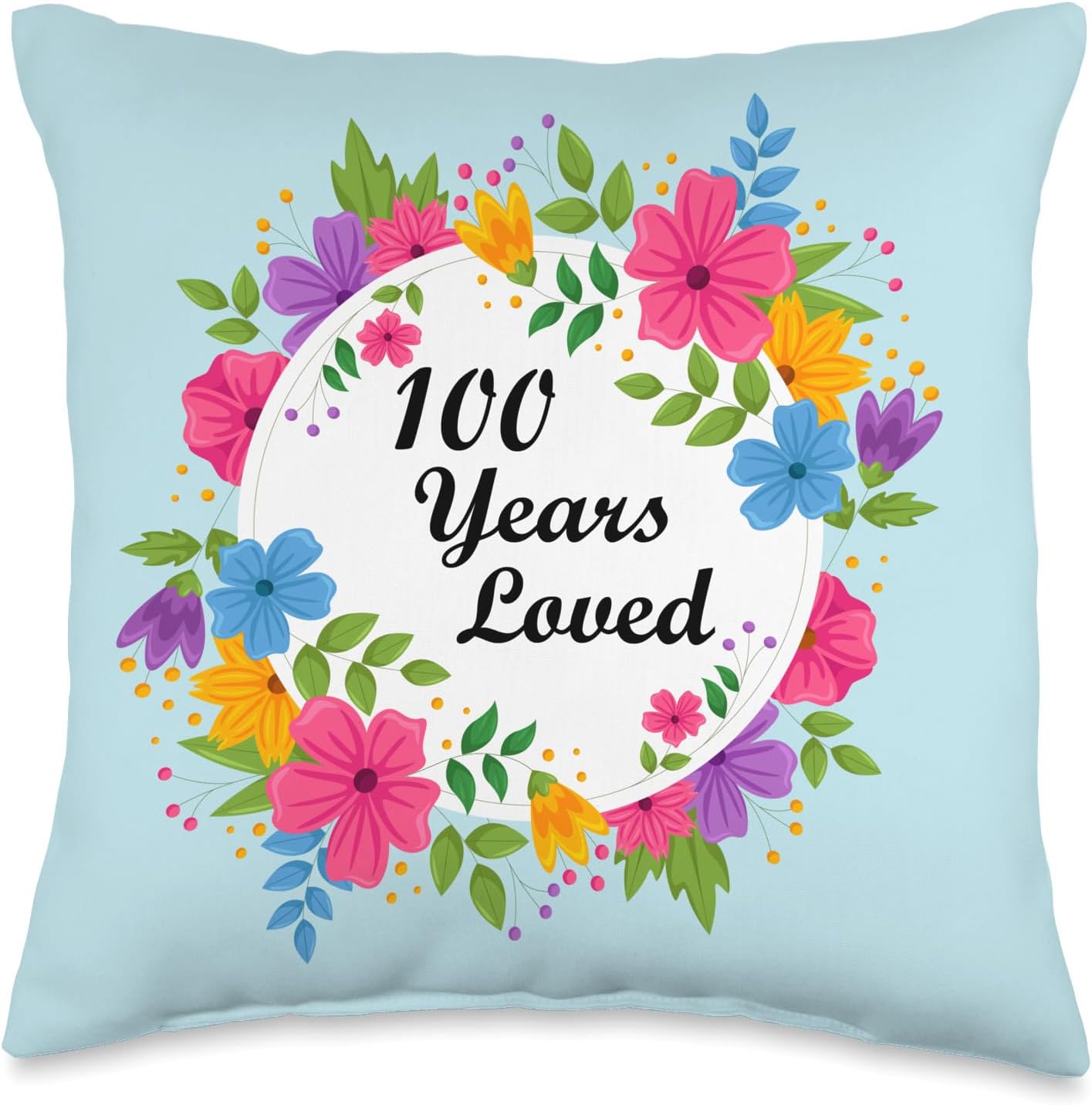 100 Years Old Floral Design Grandpa Grandma 100th Birthday Throw Pillow