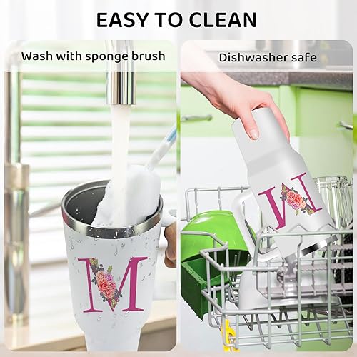 Miniatura 4 de Regalos con monograma para mujeres, vaso inicial con tapa, regalos personalizados, regalo de cumpleaños para mujeres, taza de viaje, vaso de café,