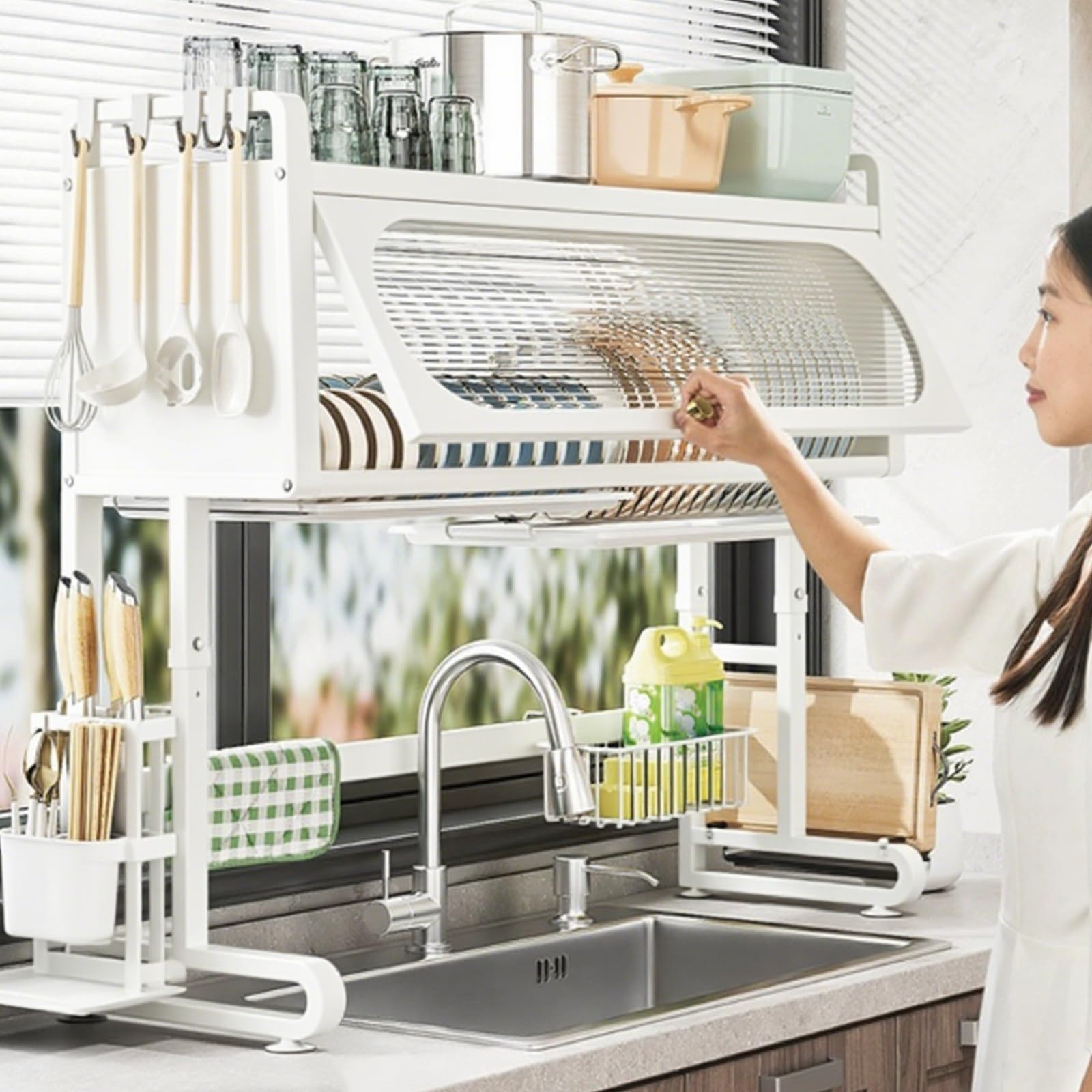 Organizador escurridor de platos de gran capacidad de 75cm 8