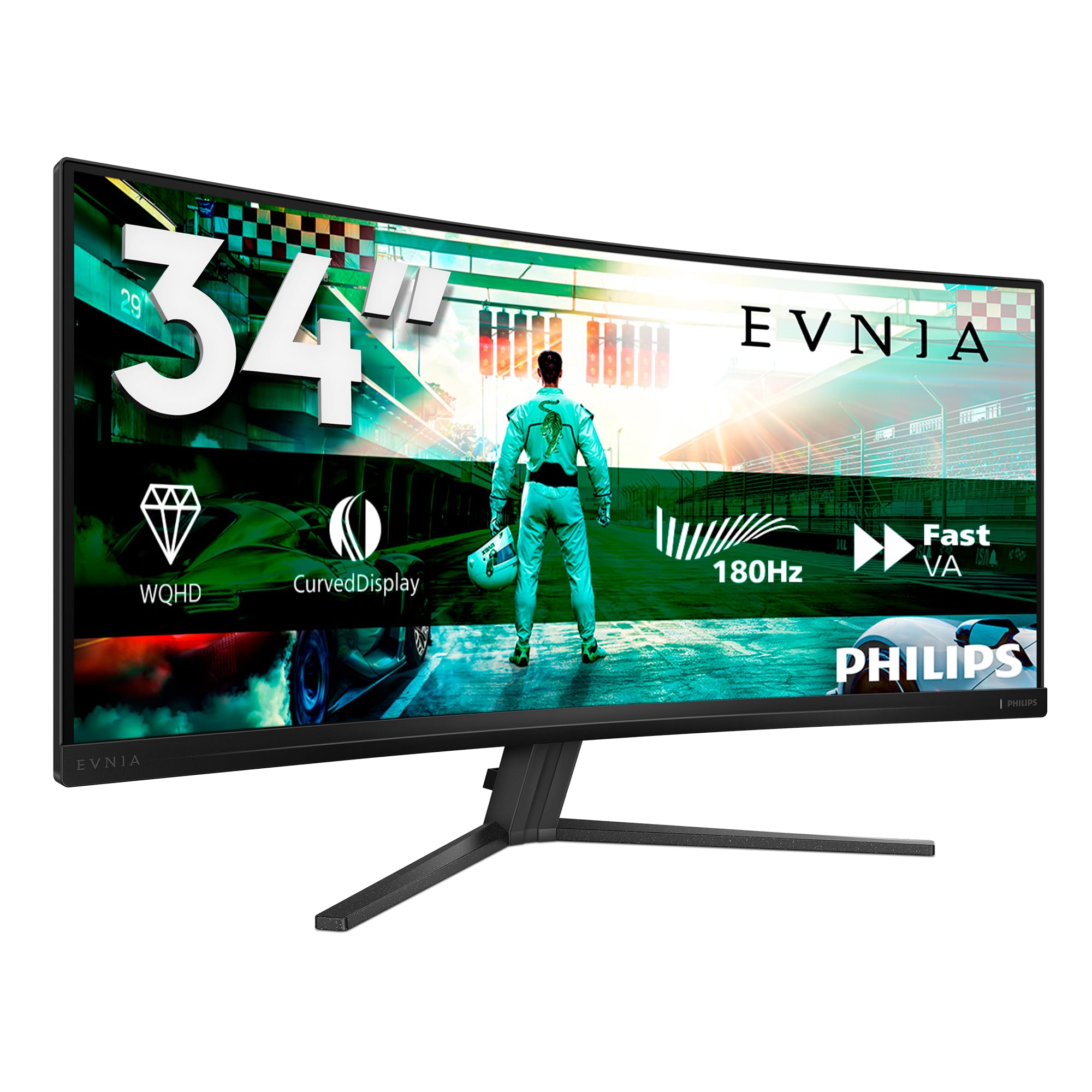 PHILIPS Evnia 34M2C3500L - 34 inch WQHD Curved Gaming monitor, 180 Hz, 0.5ms, FreeSync Premium, HDR10 (3440x1440, 2x HDMI, DisplayPort 1.4) dark grey
