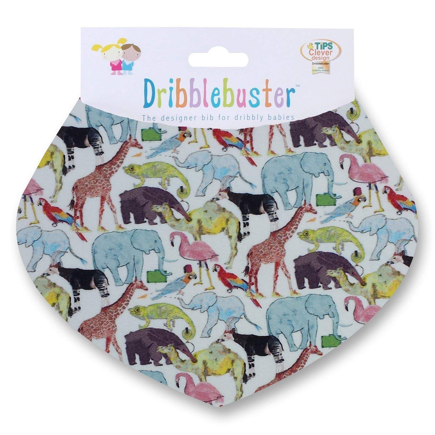 Dribblebuster Liberty fabric baby gift bib Zoo animals