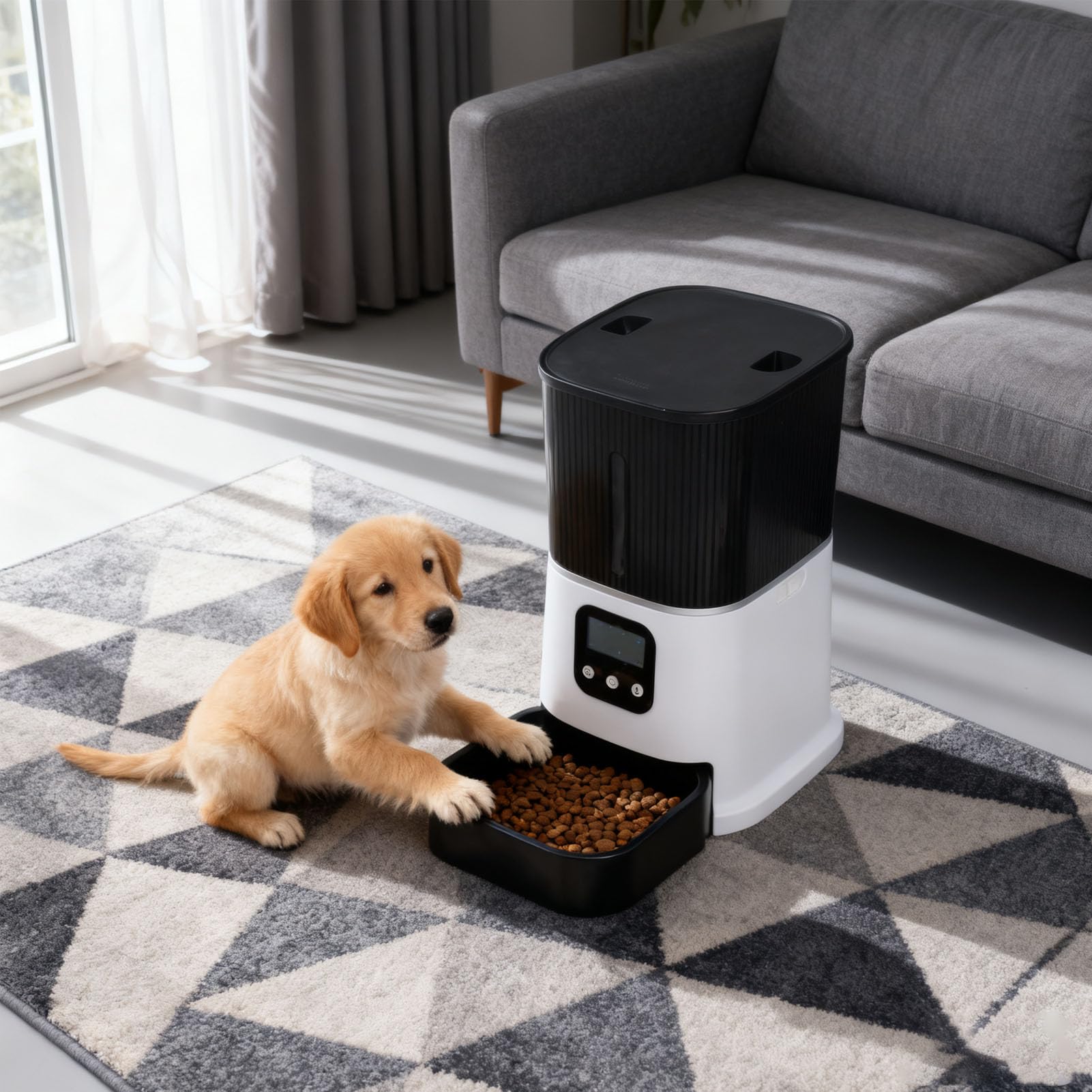 Distributore automatico di cibo per cani temporizzato con telecomando intelligente WiFi da 6 litri di grande capacità per la casa