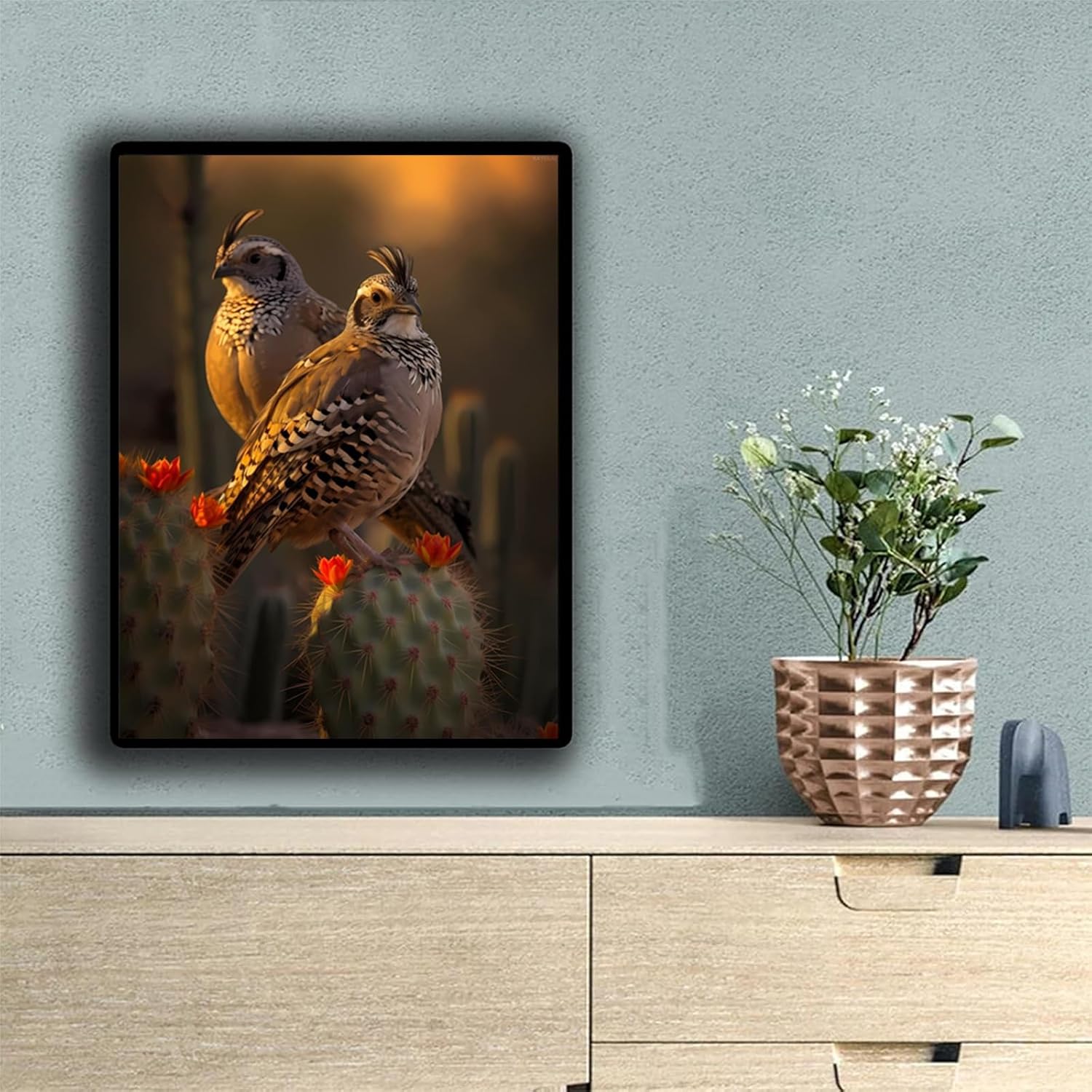 KAYEIUU Birds Diamond Painting Kits, Quail in Desert Diamond Painting, Full Round Diamond Art Kits, Home Wall Decor 12x16 inch