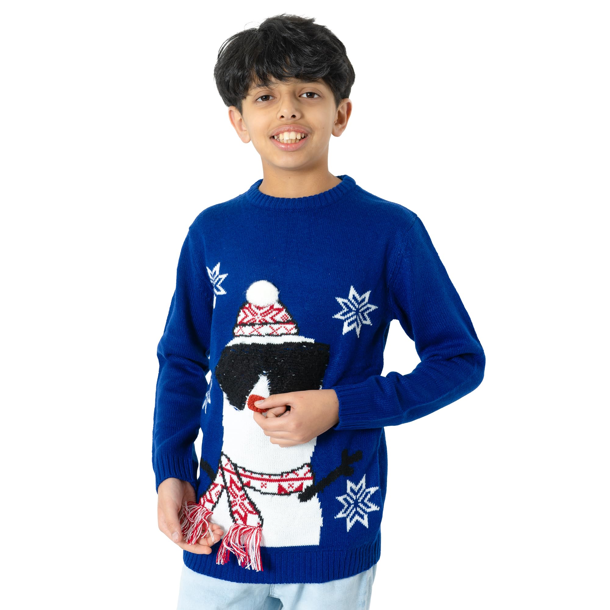 Noroze Boys Snowman Blue Christmas Jumper 3D Kids Bird Reindeer Retro Unisex Xmas Santa Snowman Penguin Pullover Sweater, Christmas Sweater Girls (, 13 Years)