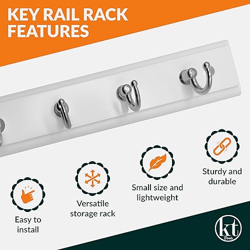 Miniatura 4 de Soporte para llaves montado en la pared con 4 ganchos organizador de almacenamiento para decoración del hogar blanco