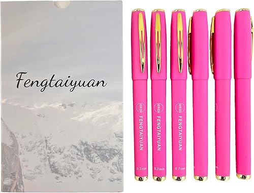 Fengtaiyuan Pin18 x 6 bolígrafos de tinta de gel rosa, cómodo agarre antideslizante, tinta rosa, punta fina, 0.028 in, tinta de secado rápido, caja